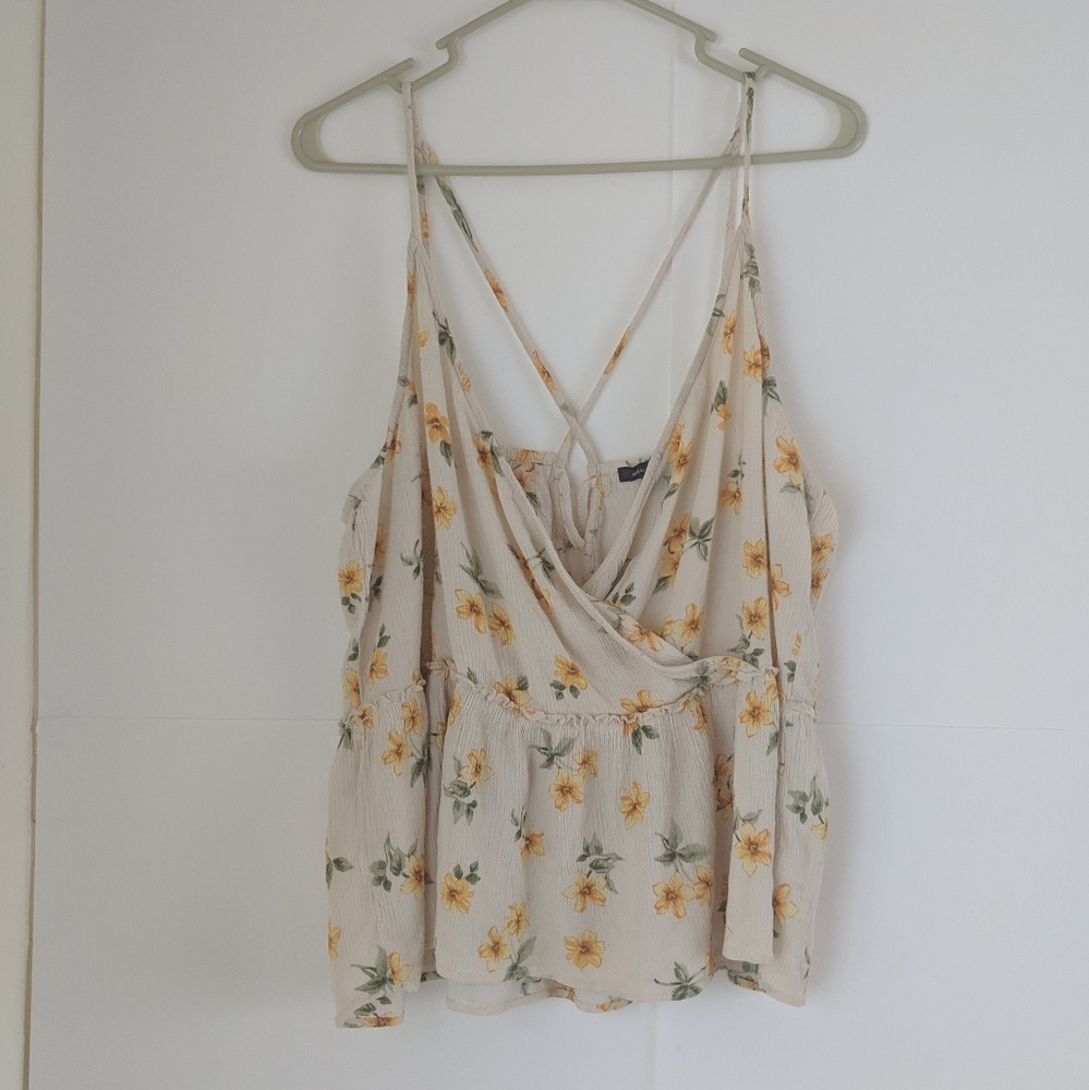 American Eagle floral strappy crop top